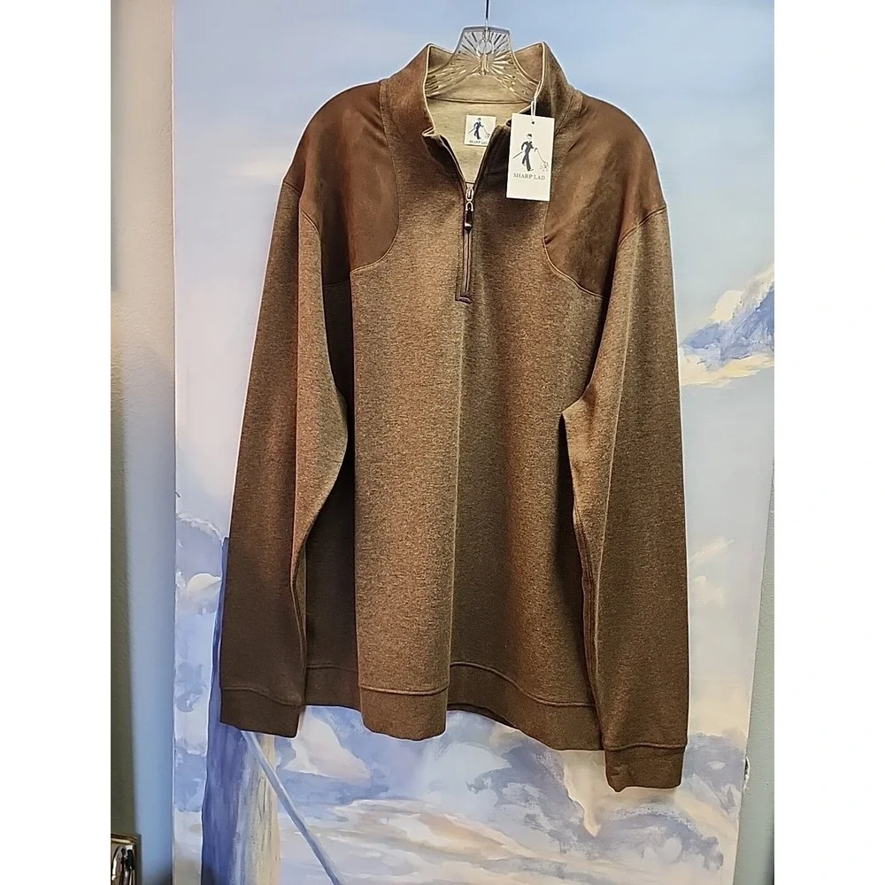 Sharp Lad XXL NWT Quarter-zip Pullover In Mocha $165